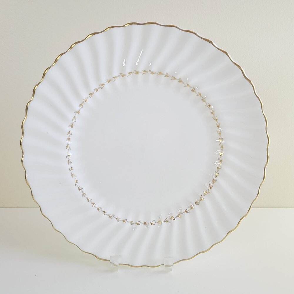 Royal Albert Adrian Dinner Plate 10.25" White Gold Bone China Scalloped Edge